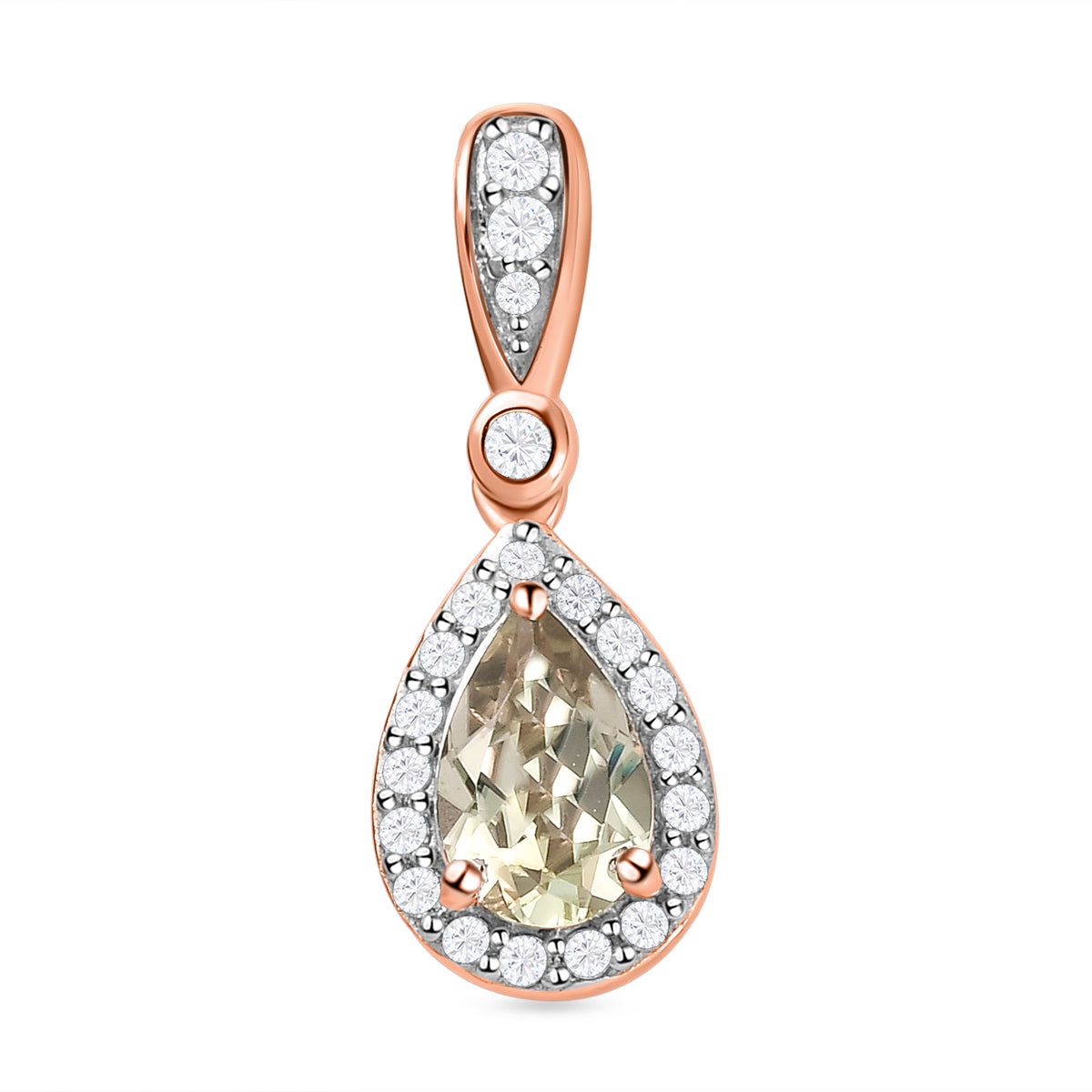 AAA Turkizit und weißer Zirkon-Anhänger, 925 Silber Roségold Vermeil ca. 1.12 ct