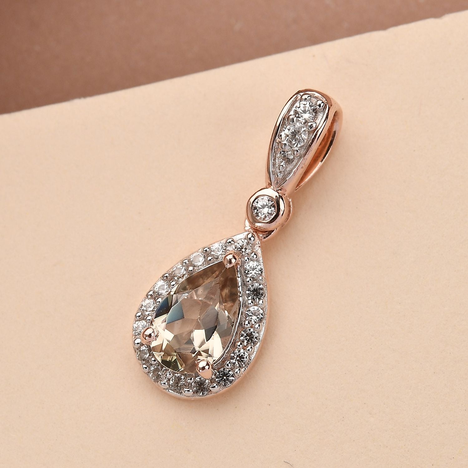 AAA Turkizit und weißer Zirkon-Anhänger, 925 Silber Roségold Vermeil ca. 1.12 ct