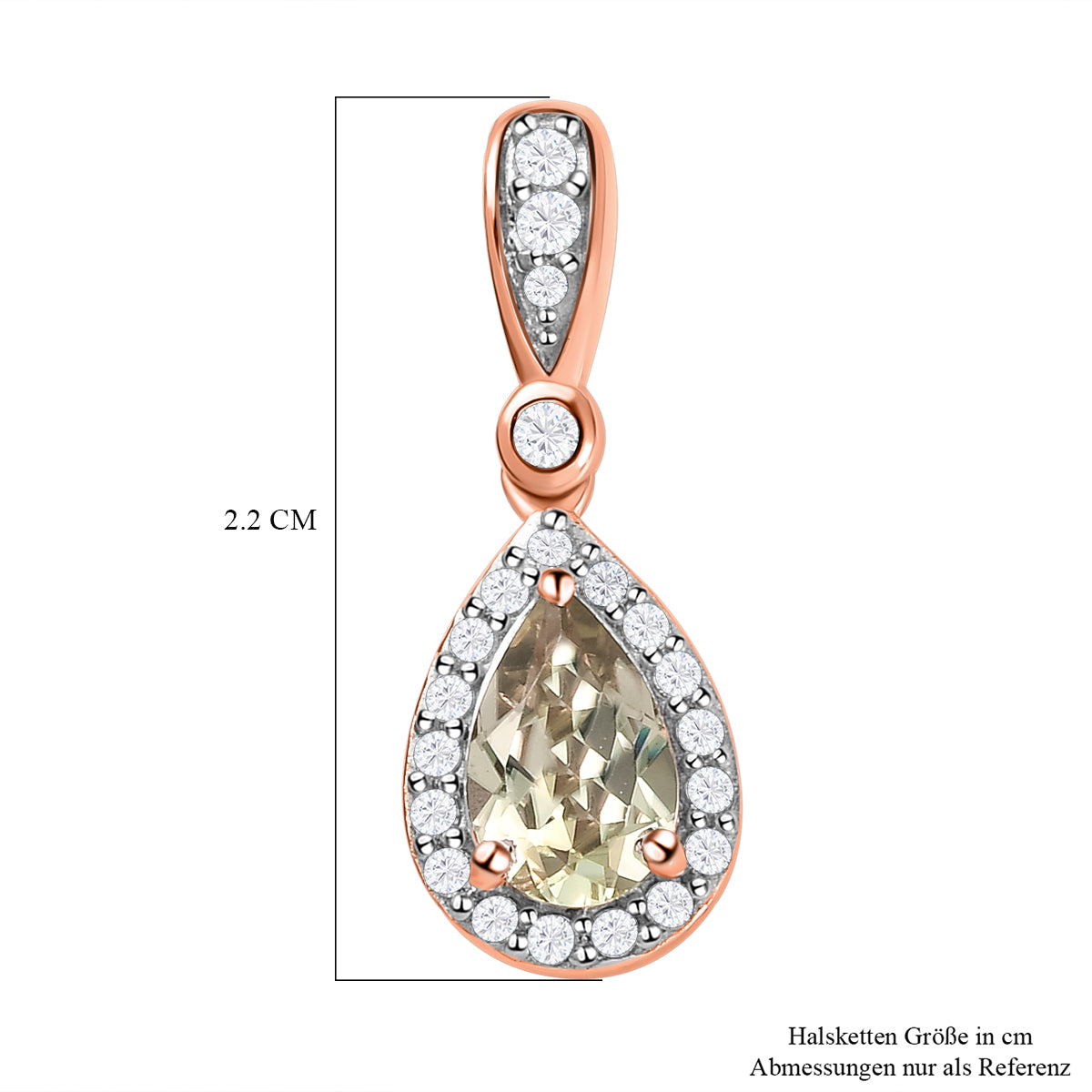 AAA Turkizit und weißer Zirkon-Anhänger, 925 Silber Roségold Vermeil ca. 1.12 ct