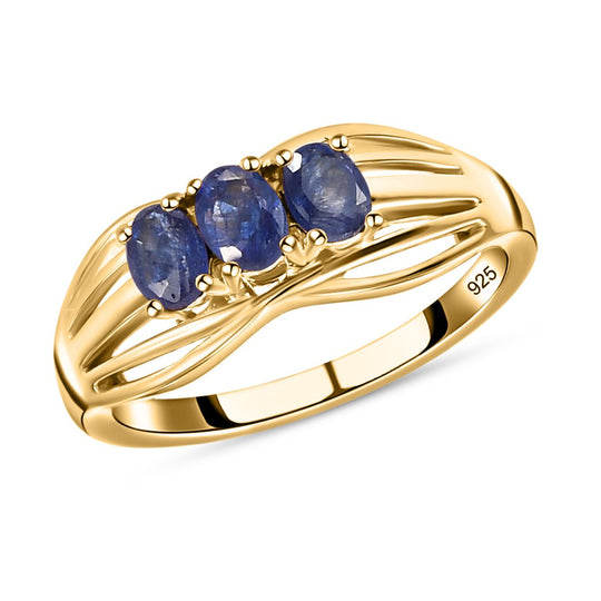Masoala Saphir (Fissure gefüllt)-Ring, 925 Silber vergoldet ca. 0.82 ct