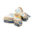 Schmetterling Tablettendöschen mit Kristallen, emailliert, mehrfarbig, 7,5x2 cm, weiß