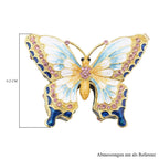 Schmetterling Tablettendöschen mit Kristallen, emailliert, mehrfarbig, 7,5x2 cm, weiß