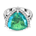 Pfau Triplett Quarz und Zirkon Halo Ring in Silber