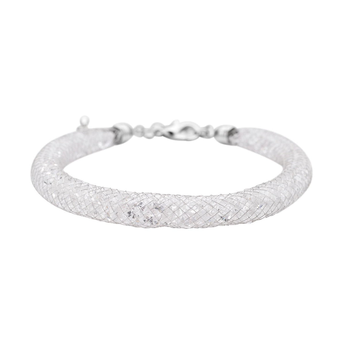 Weißes Kristall Armband, ca. 18 cm, reines Messing