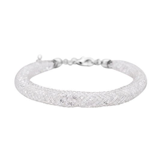 Weißes Kristall Armband, ca. 18 cm, reines Messing