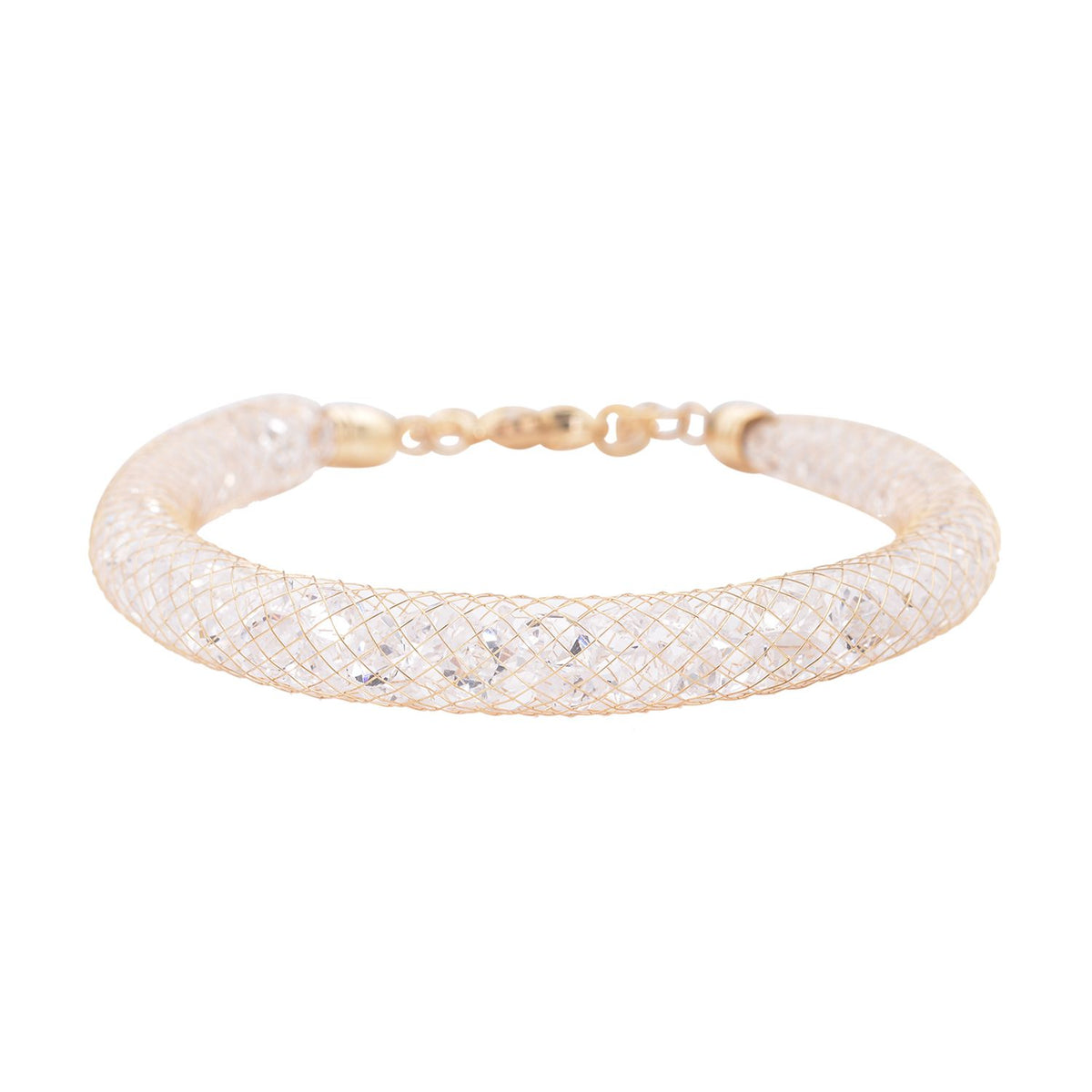 Weißes Kristall Armband, ca. 18 cm, Messing