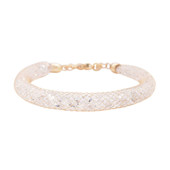 Weißes Kristall Armband, ca. 18 cm, Messing