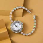 EON 1962 schweizer Uhrwerk - Natürliche, äthiopische Welo Opal Uhr, 19 cm, 925 Silber platiniert ca. 8.12 ct