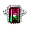 Wassermelonen-Quarz-Triplett und weißer Zirkon-Ring, 925 Silber platiniert (Größe 17.00) ca. 9,03 ct
