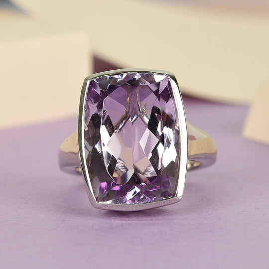 Rose De France Amethyst-Ring, 925 Silber platiniert ca. 14,35 ct