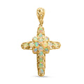 Natürlicher, äthiopischer Welo Opal Kreuz-Anhänger, 925 Silber vergoldet ca. 2,24 ct
