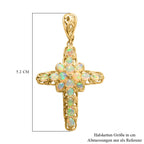 Natürlicher, äthiopischer Welo Opal Kreuz-Anhänger, 925 Silber vergoldet ca. 2,24 ct