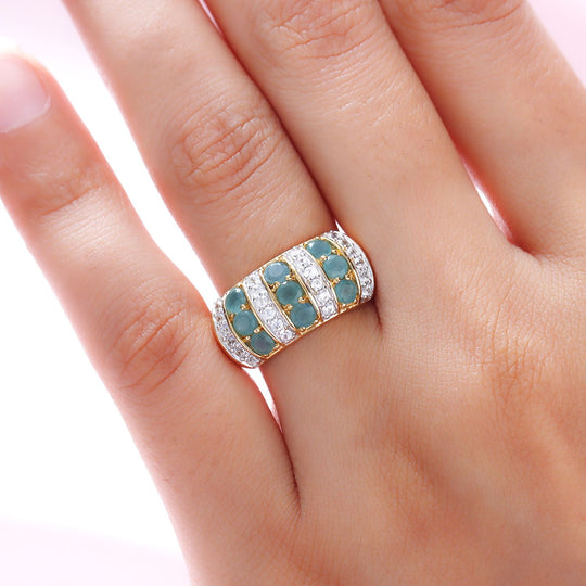 Grandidierit und weißer Zirkon-Ring, 925 Silber vergoldet ca. 1,59 ct