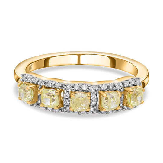 Natürlicher gelber und weißer Diamant-Ring, P1 SGL zertifiziert, 585 Gelbgold (Größe 20.00) ca. 1.00 ct