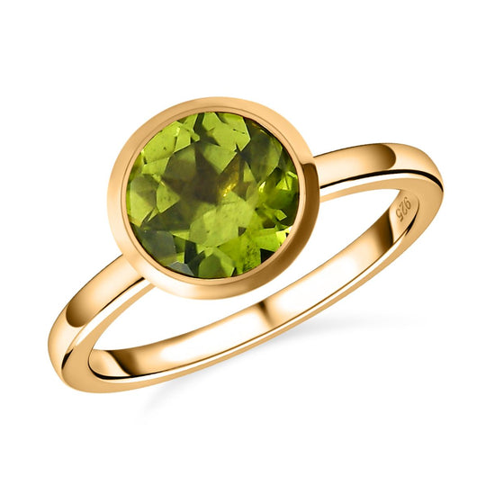 Natürlicher Peridot-Ring, 925 Silber vergoldet ca. 1.97 ct