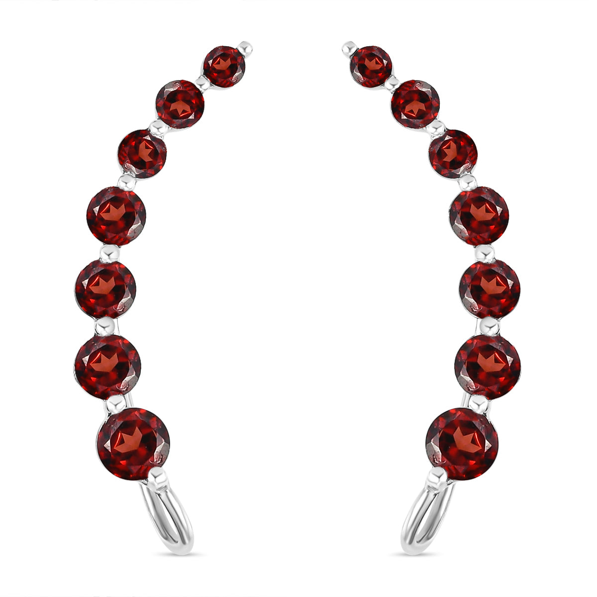 Rote Granat-Ohrringe, 925 Silber platiniert ca. 3.40 ct