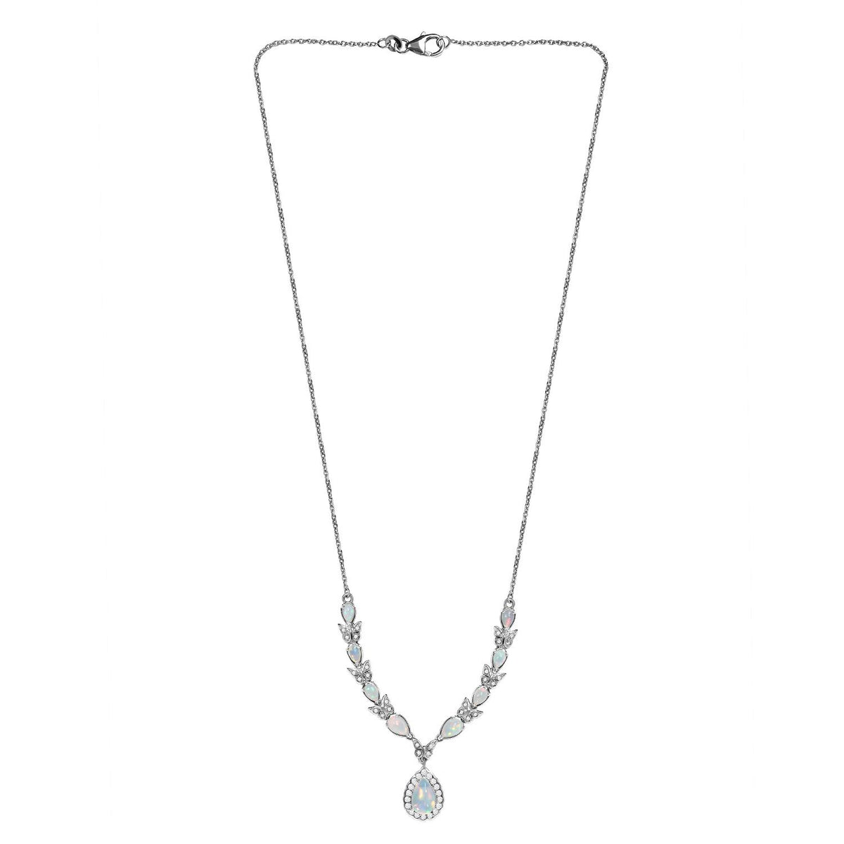 AA Natürliche, äthiopische Welo Opal Halskette, ca. 45 cm, 925 Silber platiniert ca. 2.60 ct