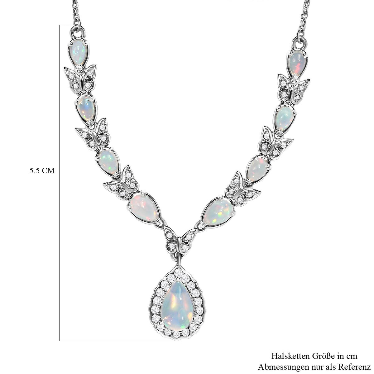 AA Natürliche, äthiopische Welo Opal Halskette, ca. 45 cm, 925 Silber platiniert ca. 2.60 ct