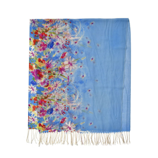 100% Merino Woll-Schal mit Quasten, 70x180cm, Mehrfarbig