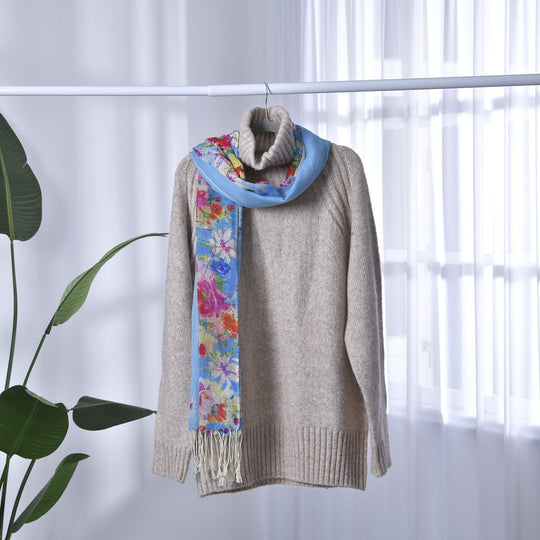100% Merino Woll-Schal mit Quasten, 70x180cm, Mehrfarbig