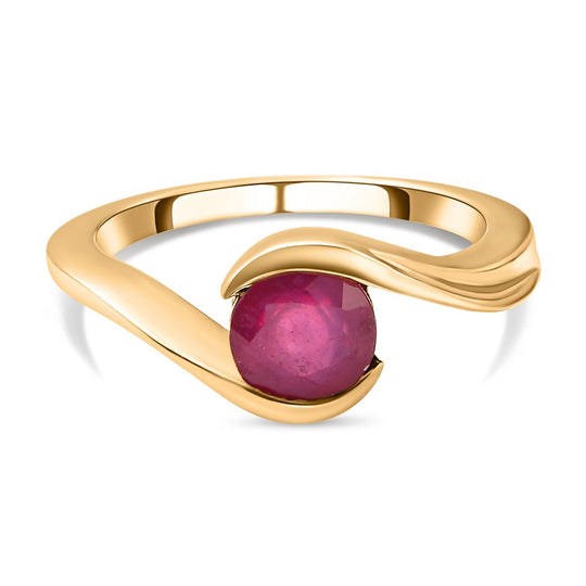 Afrikanischer Rubin (Fissure gefüllt)-Ring, 925 Silber vergoldet (Größe 18.00) ca. 1.32 ct