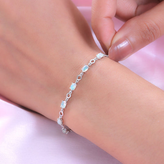 Natürliches, äthiopisches Welo Opal Armband, ca. 19 cm, 925 Silber platiniert ca. 0.97 ct