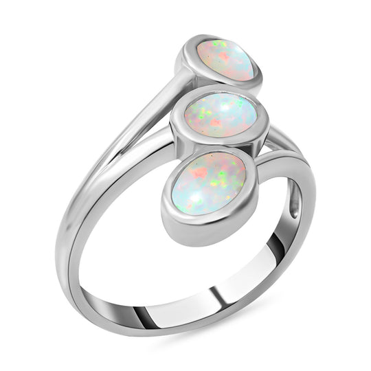 Natürlicher, äthiopischer Welo Opal Ring, 925 Silber platiniert ca. 1.50 ct