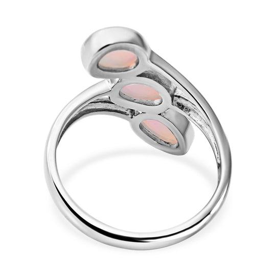 Natürlicher, äthiopischer Welo Opal Ring, 925 Silber platiniert ca. 1.50 ct