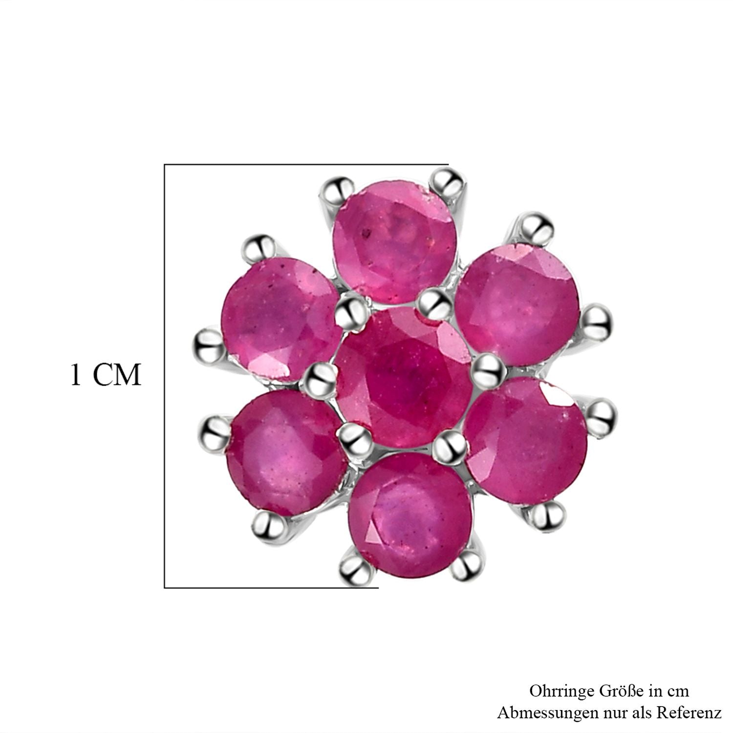 Afrikanischer Rubin (Fissure gefüllt)-Ohrringe, 925 Silber platiniert ca. 2.61 ct