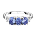 Tansanit und weißer Diamant-Ring, 925 Silber platiniert (Größe 20.00) ca. 1.06 ct