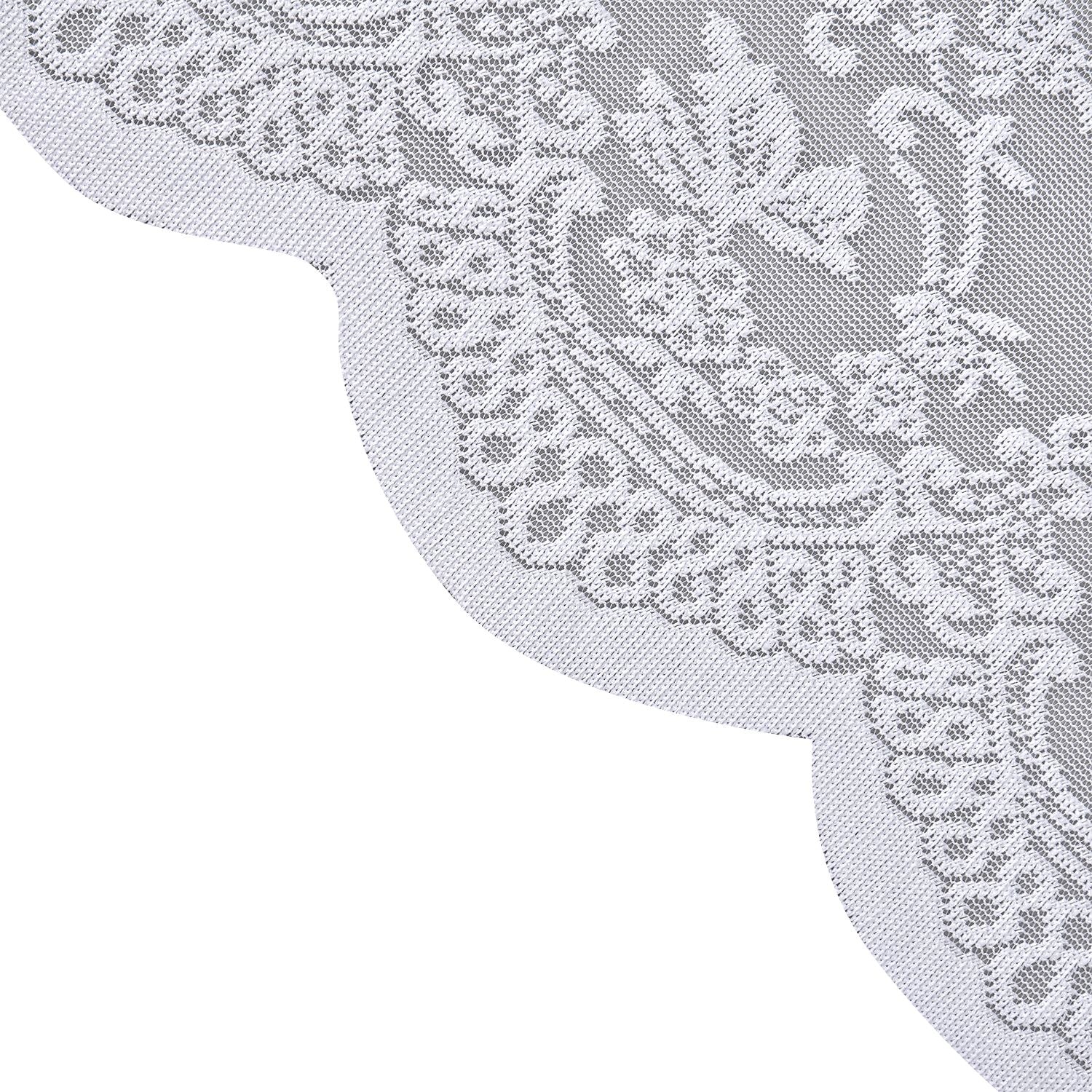 Gardinen mit verstellbarer Metallstange, gestrickter Stoff, 145x90cm, gewebt, weiß, Ranken