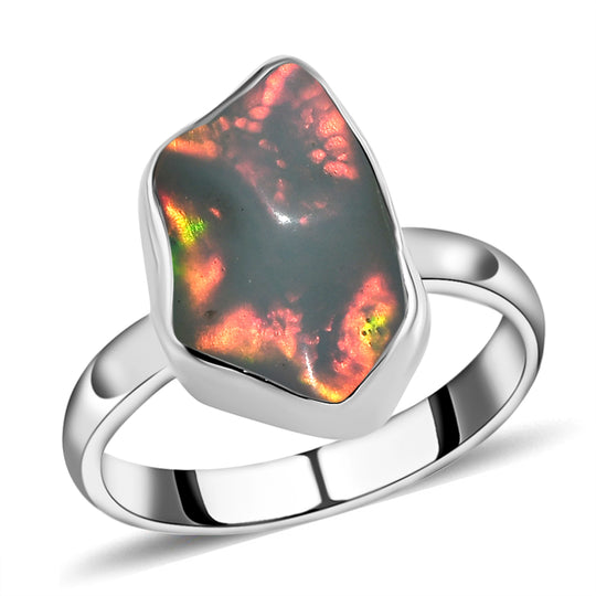 Natürlicher, äthiopischer Welo Opal Ring, 925 Silber ca. 5.00 ct