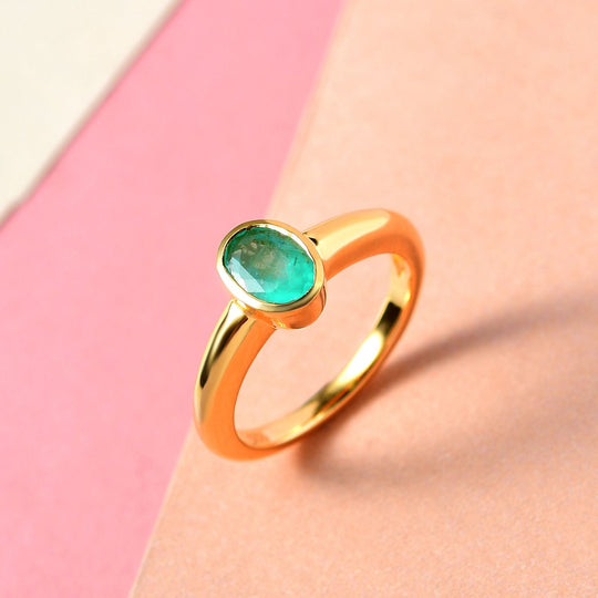 Kagem sambischer Smaragd-Ring, 925 Silber vergoldet ca. 0.71 ct