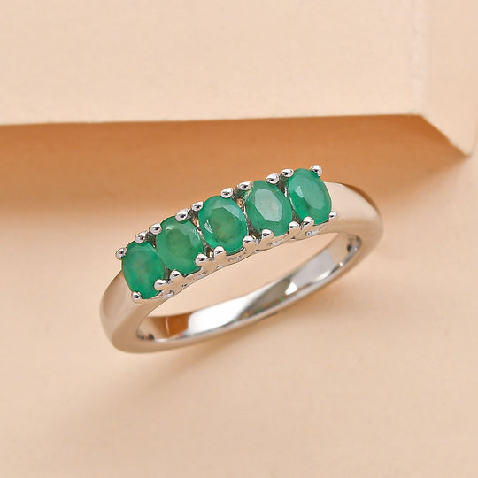 Kagem sambischer Smaragd-Ring, 925 Silber platiniert ca. 0.82 ct