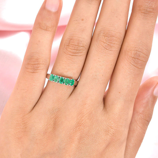 Kagem sambischer Smaragd-Ring, 925 Silber platiniert ca. 0.82 ct