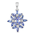 AA Tansanit und floraler Zirkon-Anhänger in Silber, 1,73 ct.