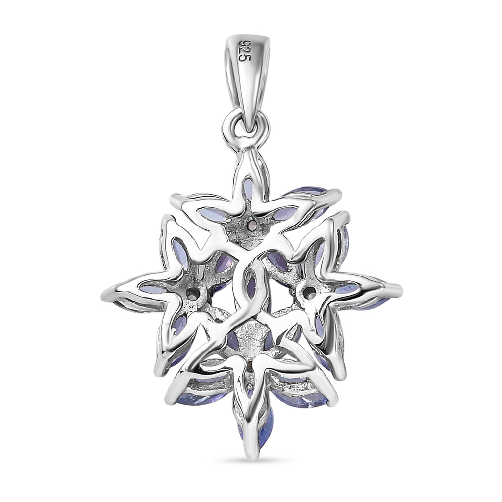 AA Tansanit und weißer Zirkon-Anhänger, 925 Silber platiniert ca. 1.73 ct