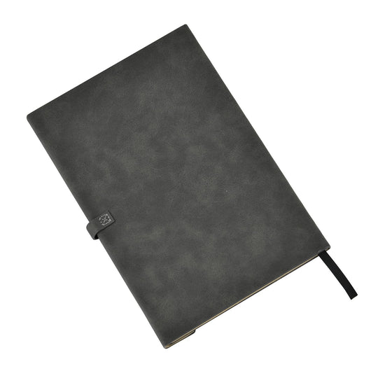Klassisches Kunstleder-Notizbuch und Kugelschreiber-Geschenkset, 21x15 cm, grau