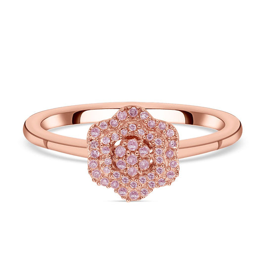 Natürlicher, rosa Diamant-Ring, 925 Silber Roségold Vermeil ca. 0.20 ct