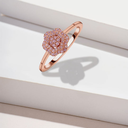 Natürlicher, rosa Diamant-Ring, 925 Silber Roségold Vermeil ca. 0.20 ct