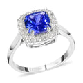 AAA Tansanit, Weißer Diamant I2/GH Ring, AGI zertifiziert und geprüft,  585 Gold (Größe 17.00) ca. 2.20 ct
