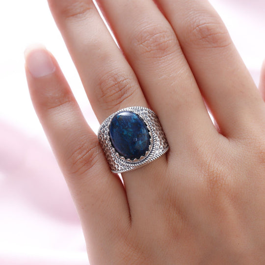 Natürlicher Tafelberg Shadowkite Ring, 925 Silber ca. 10.87 ct