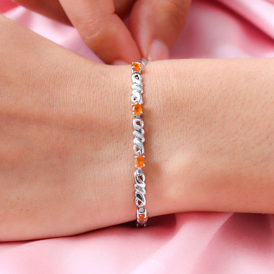 Salamanca Feueropal-Armband, ca. 20 cm, 925 Silber platiniert ca. 1,32 ct