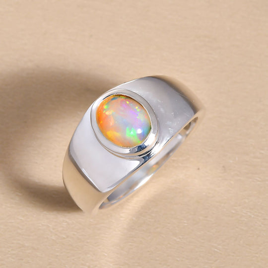 Natürlicher, äthiopischer Welo Opal Ring, 925 Silber ca. 0.73 ct