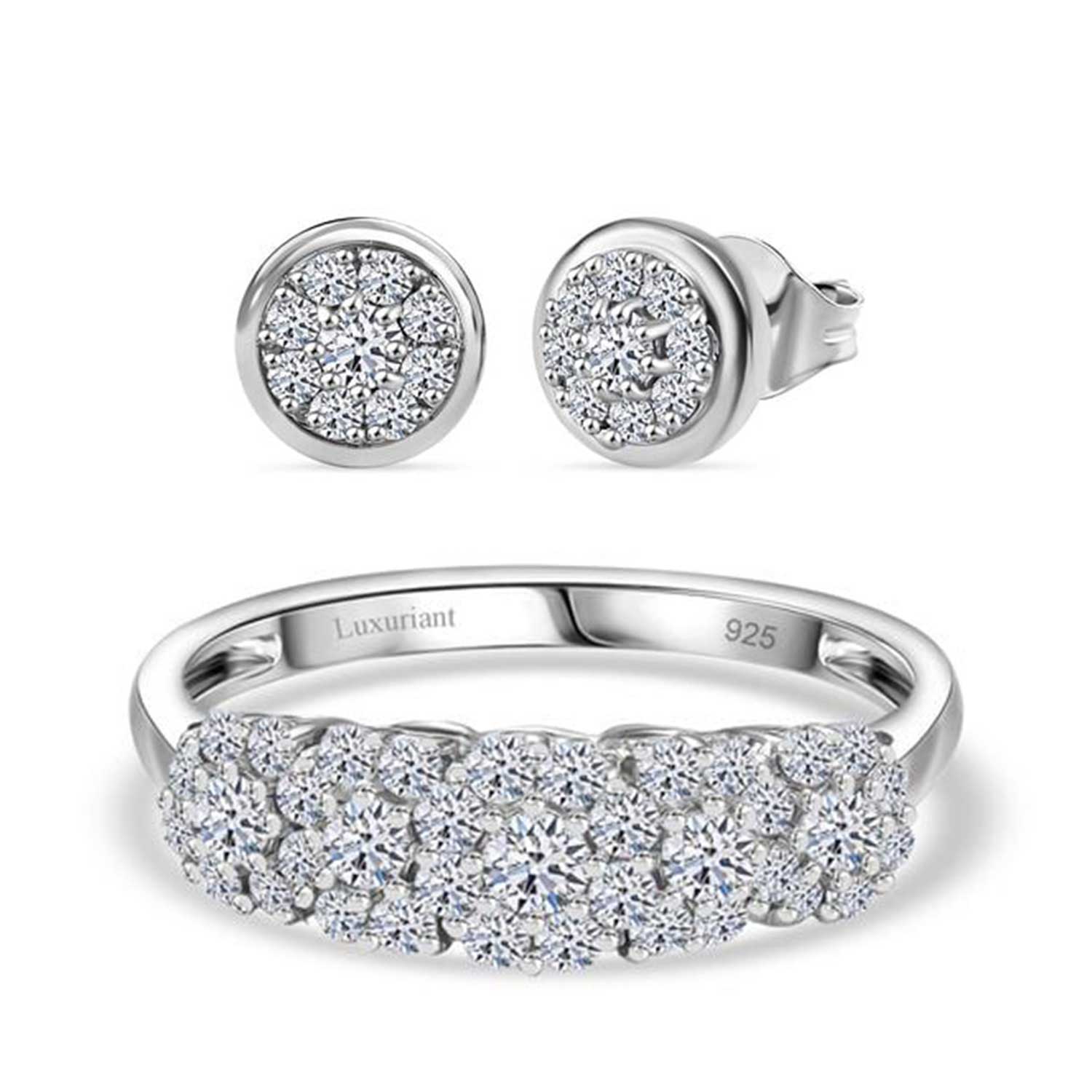 LUXURIANT DIAMOND- Cluster Duo: SI-GH Labor-Diamant-Ohrringe & Ring