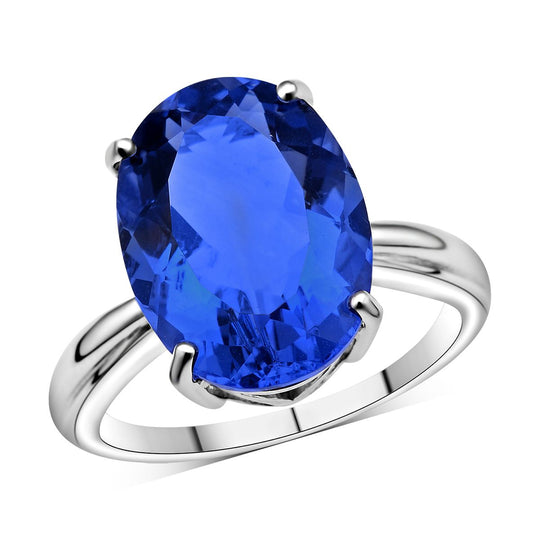 Farbwechsel Fluorit-Ring, 925 Silber rhodiniert ca. 14.55 ct