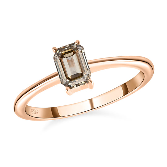 Natürlicher Champagner Diamant-Ring, P1 SGL zertifiziert, 585 Roségold ca. 0.50 ct