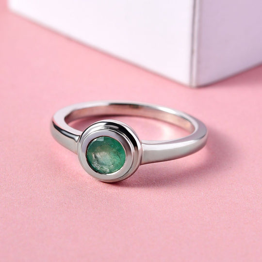 Kagem sambischer Smaragd-Ring, 925 Silber platiniert (Größe 21.00) ca. 0.46 ct