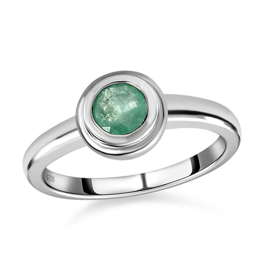 Kagem sambischer Smaragd-Ring, 925 Silber platiniert (Größe 21.00) ca. 0.46 ct