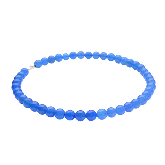 Blaue Achat Halskette, ca. 45 cm, 925 Silber rhodiniert ca. 306,00 ct